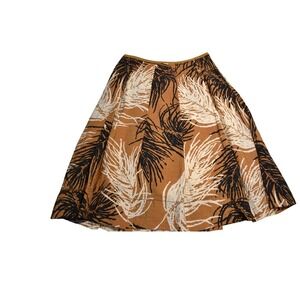 Nic+Zoe Brown Palm Print Midi Skirt Petite 14P Career Casual Womens